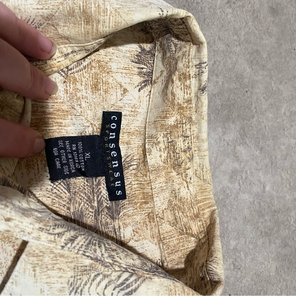 Mens Consensus Sportswear Button Down Short Sleeve Beach Print 100% Cotton Sz xL - Picture 2 of 2